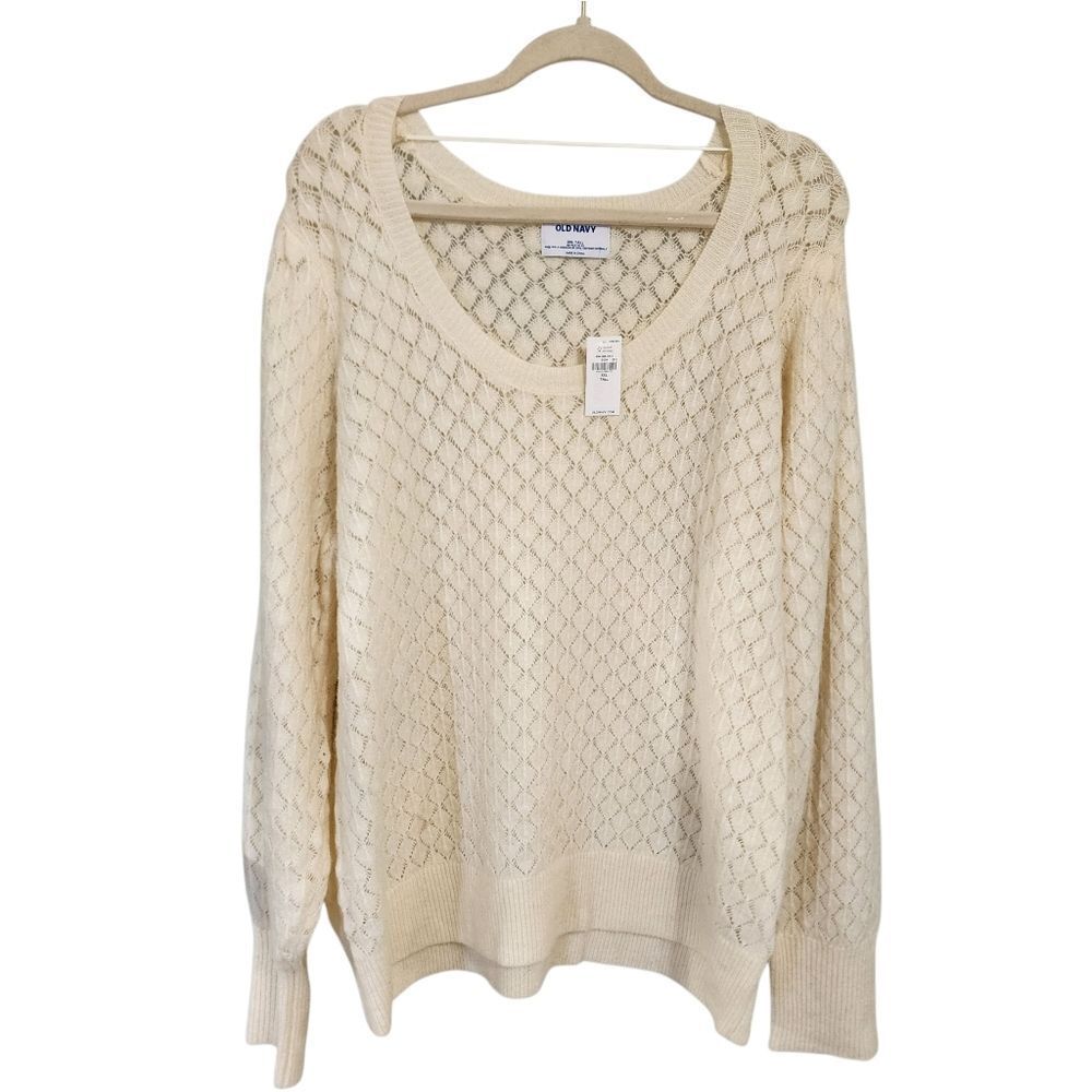 Old Navy Sweater XXL Cream Knit Lightweight Soft Cozy Comfy NWT